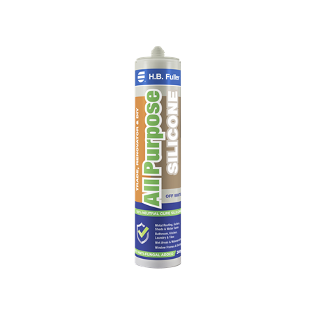 All Purpose Silicone Sealant 300g Cartridge | 100% Neutral Cure | Anti-Fungal & Flexible | Subway White by H.B Fuller