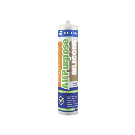 All Purpose Silicone Sealant 300g Cartridge | 100% Neutral Cure | Anti-Fungal & Flexible | Subway White by H.B Fuller