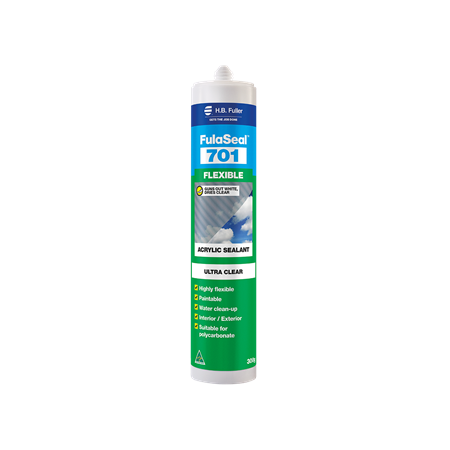 Ultra Clear Acrylic Sealant 300g Cartridge | Water-Based | Mould Resistant & Flexible | Clear by H.B Fuller