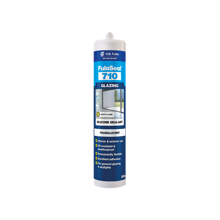 Glazing Acetic Cure Silicone Sealant | 300g Cartridge | UV Resistant & Permanently Flexible | Translucent by H.B Fuller