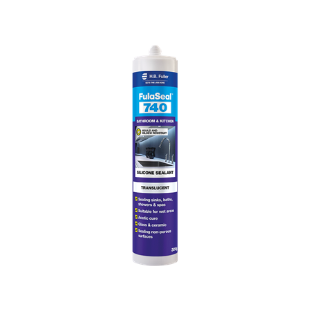 Kitchen & Bathroom Silicone Sealant | Acetic Cure | Mould Resistant | 300g Cartridge | Translucent by H.B Fuller