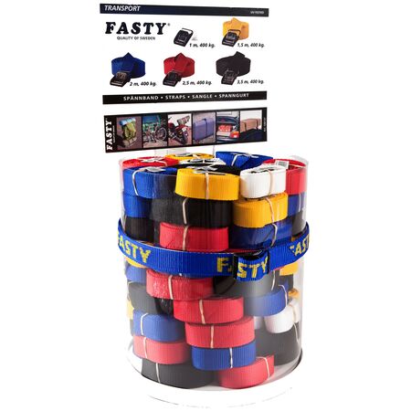 Transport Display Bucket with 60 UV-Resistant Straps | Steel Buckles & Assorted Colors by CW Brands