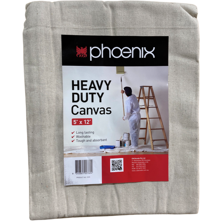 Heavy Duty Canvas Drop Cloth | 9-Ounce Material | Spill Resistant | 5' x 12' by CW Brands