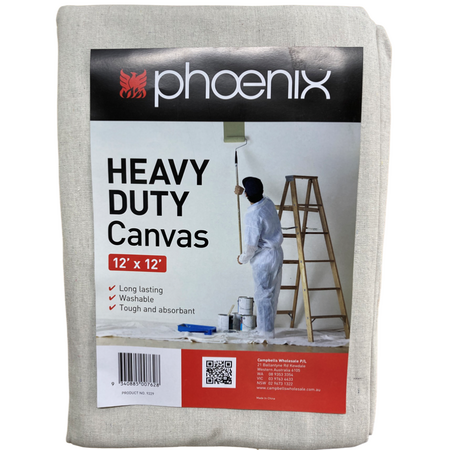 Heavy Duty Canvas Drop Cloth 12' x 12' | 9-Ounce Material | Spill Resistant | Ideal for DIY Projects by CW Brands