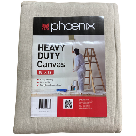 Heavy Duty Canvas Drop Cloth | 9-Ounce Material | Spill Resistant | 15' x 12' by CW Brands