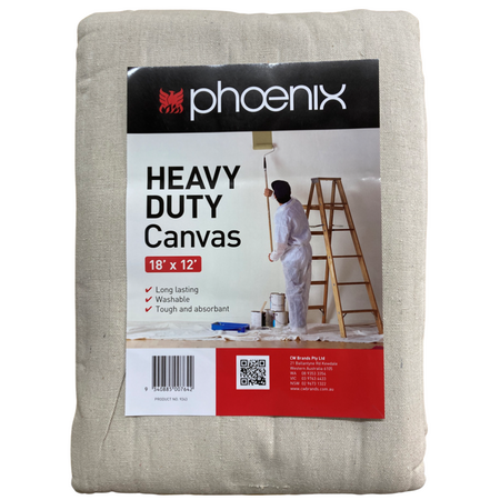 Heavy Duty Canvas Drop Cloth | 9-Ounce Material | Spill Resistant | 18' x 12' by CW Brands