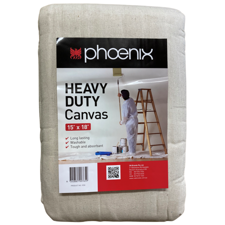 Heavy Duty Canvas Drop Cloth 15' x 18' | 9-Ounce Material | Spill Resistant | Durable by CW Brands