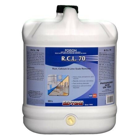 Rust, Calcium & Lime Scale Remover | 20L Volume | Acidic Cleaner for Metals | Safe for Food Equipment by CW Brands