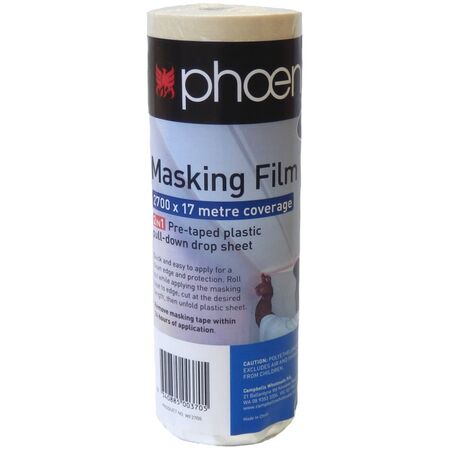 Pre-Taped Masking Film 2700mm x 17m | Self Static Cling & Quality Adhesion | Indoor/Outdoor Use by CW Brands