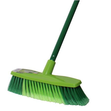 Medium Duty Broom | X-Bristles & Flagged Ends | Sturdy Handle by CW Brands