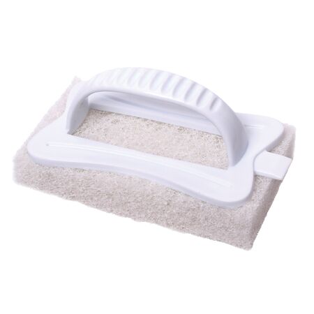 Light Duty Scrub Brush with Stiff Bristles & Built-in Scraper | Ergonomic Handle | Compact by CW Brands