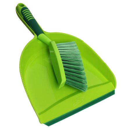 Dustpan Set with Built-in Scraper & Soft Rubber Lip | Ergonomic Handle | CW Brands