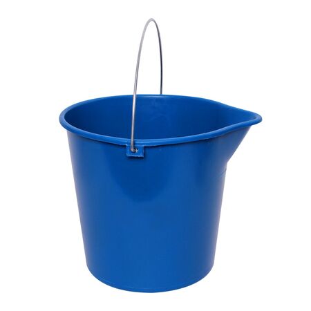 Round Plastic Bucket 10L with Metal Handle | Easy Pouring & Sturdy Design | Blue by CW Brands