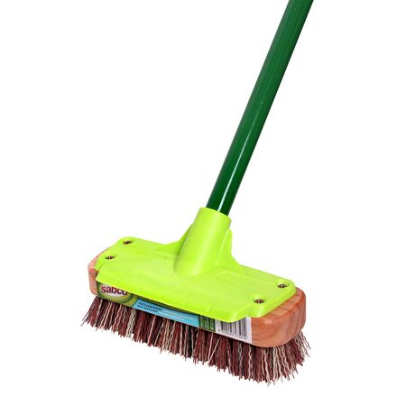Timber Deck Scrub with Handle | 200mm Head | Extra Thick Bristles & Long Scraper | 1250mm Steel Handle by CW Brands