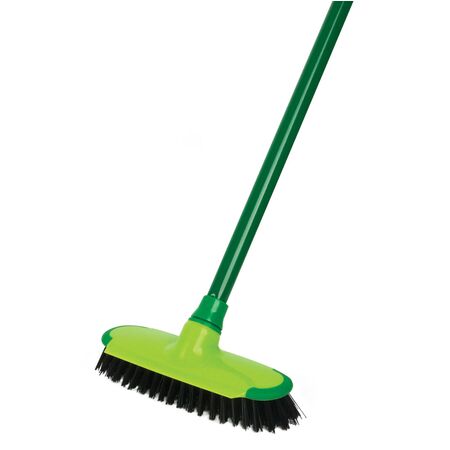 Deck Scrub Brush with Handle | 230mm Head | Extra Thick Bristles & Angled Design | Green by CW Brands