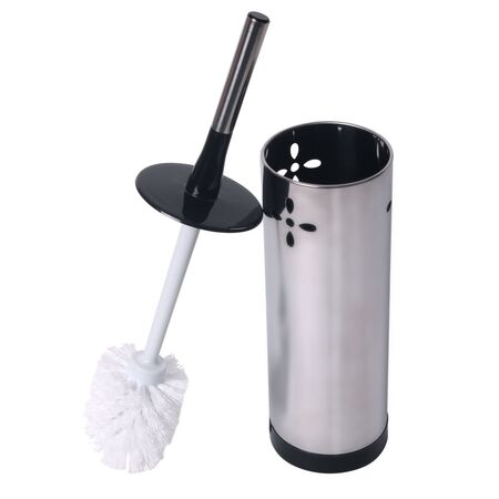 Stainless Steel Toilet Set | Durable Bristles | Hygienic Enclosed Holder | Stylish Design by CW Brands