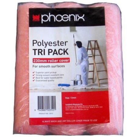 Polyester Roller Cover Pack of 3 | 230mm Length | High-Quality Material & Durable Construction | Compatible with Standard Frames by CW Brands