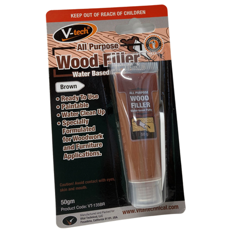 Wood Filler Brown 50g | Ready-Mixed & Paintable | Easy Water Cleanup by CW Brands
