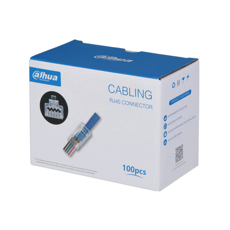 CAT6 RJ45 Connectors Push Through Type | Easy Termination & Durable Design | Pack of 100 by Dahua Technology