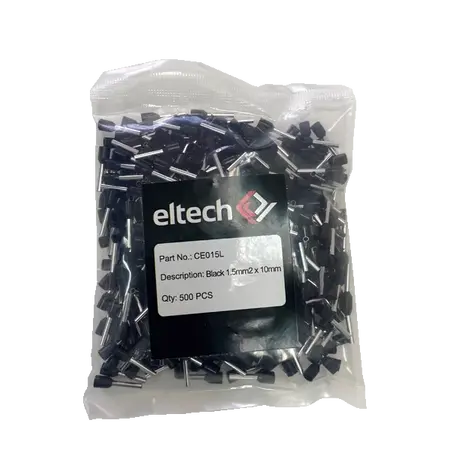 Single Cord End Ferrule 1.5mm x 10mm Black