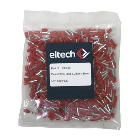 Single Cord End Ferrule 1.0mm x 8mm Red