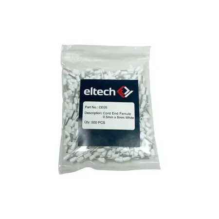 Single Cord End Ferrule 0.5mm x 8mm White