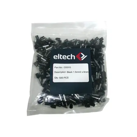 Single Cord End Ferrule 1.5mm x 8mm Black