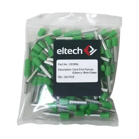 Single Cord End Ferrule 6.0mm x 18mm Green