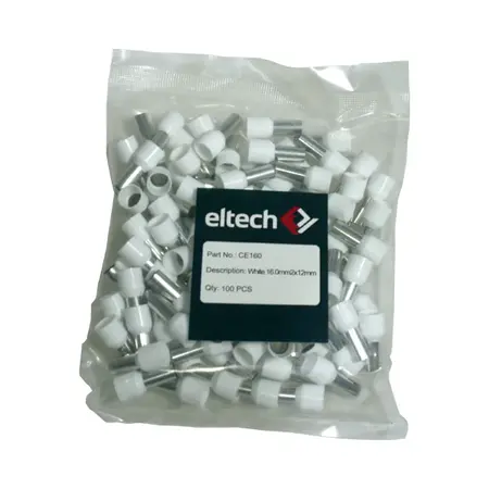 Single Cord End Ferrule 16mm x 12mm White