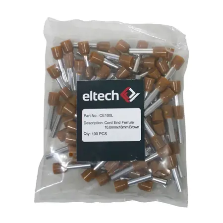 Single Cord End Ferrule 10mm x 18mm Brown