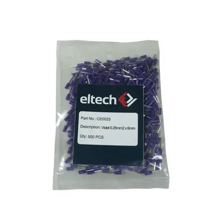 Single Cord End Ferrule 0.25mm x 6mm Violet