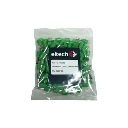 Single Cord End Ferrule 6.0mm x 12mm Green