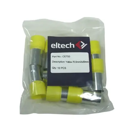 Single Cord End Ferrule 70mm x 20mm Yellow