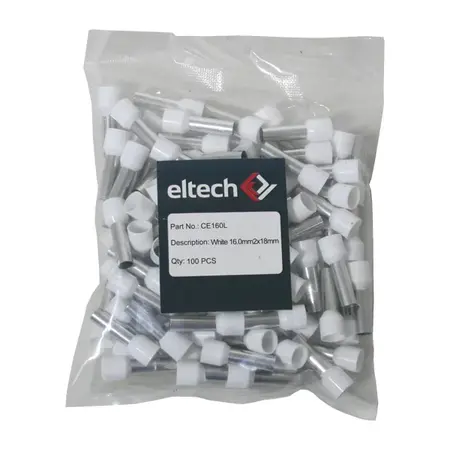 Single Cord End Ferrule 16mm x 18mm White