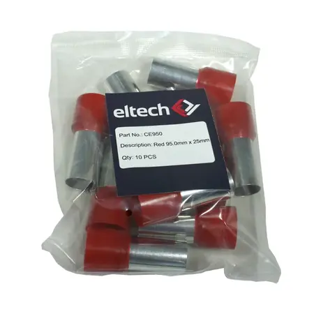 Single Cord End Ferrule 95mm x 25mm Red