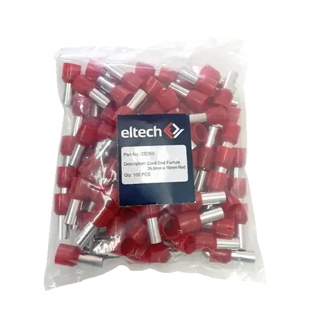 Single Cord End Ferrule 35mm x 16mm Red