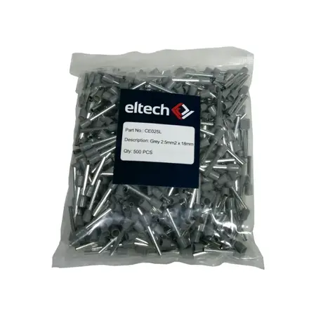 Single Cord End Ferrule 2.5mm x 18mm Grey