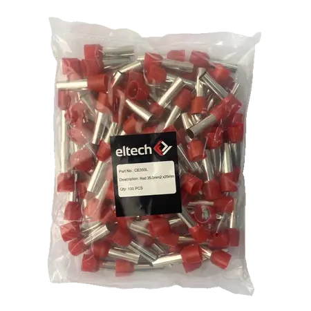 Single Cord End Ferrule 35mm x 25mm Red