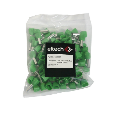 Twin Cord End Ferrule 6.0mm Green