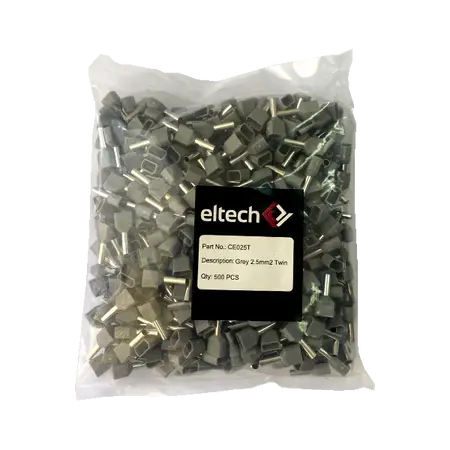 Twin Cord End Ferrule 2.5mm Grey