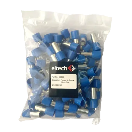 Single Cord End Ferrule 50mm x 20mm Blue