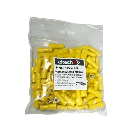 Pre-Insulated Quick Connectors – Fully Insulated Female – Yellow 6.3mm