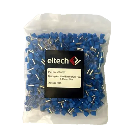Twin Cord End Ferrule 0.75mm Blue
