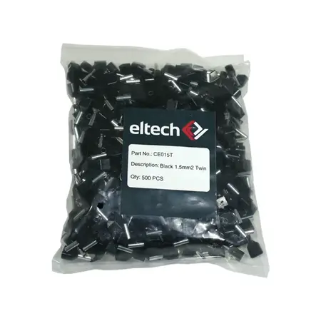 Twin Cord End Ferrule 1.5mm Black