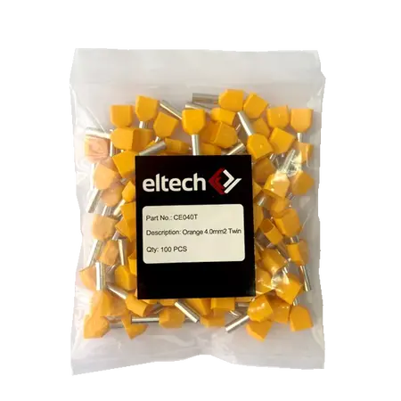 Twin Cord End Ferrule 4.0mm Orange