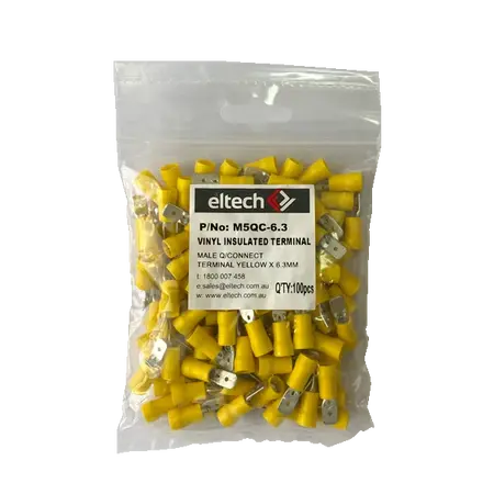 Pre-Insulated Quick Connectors – Male – Yellow 6.3mm