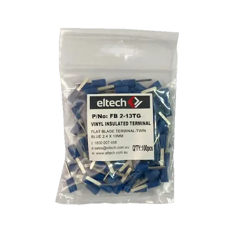 Pre-Insulated Flat Blade Terminal – Twin – Blue 2.4 X 13mm