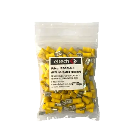 Pre-Insulated Quick Connectors – Semi Insulated Female – Yellow 6.3mm