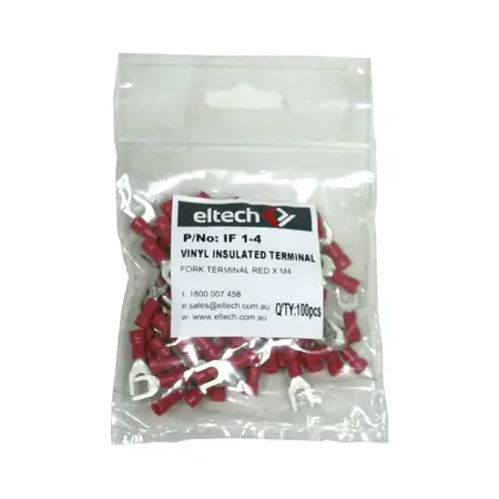 Pre-Insulated Fork Terminal – Single – Red M4