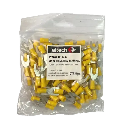 Pre-Insulated Fork Terminal – Single – Yellow M6